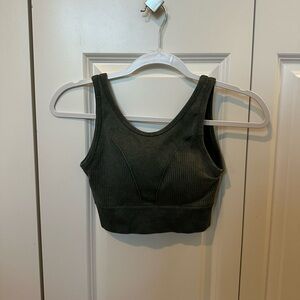 Women's Dark Green Ribbed Tank Top